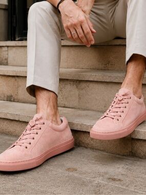 Kenneth Cole Walper B Blush Pink Suede Low Top Sneakers Men 9